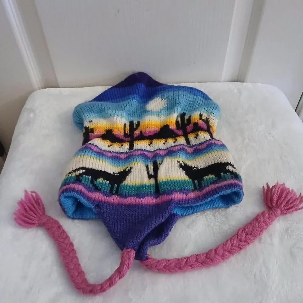 Vintage Flanders Designs Southwestern Knit Beanie Kids One Size Gorpcore Boho